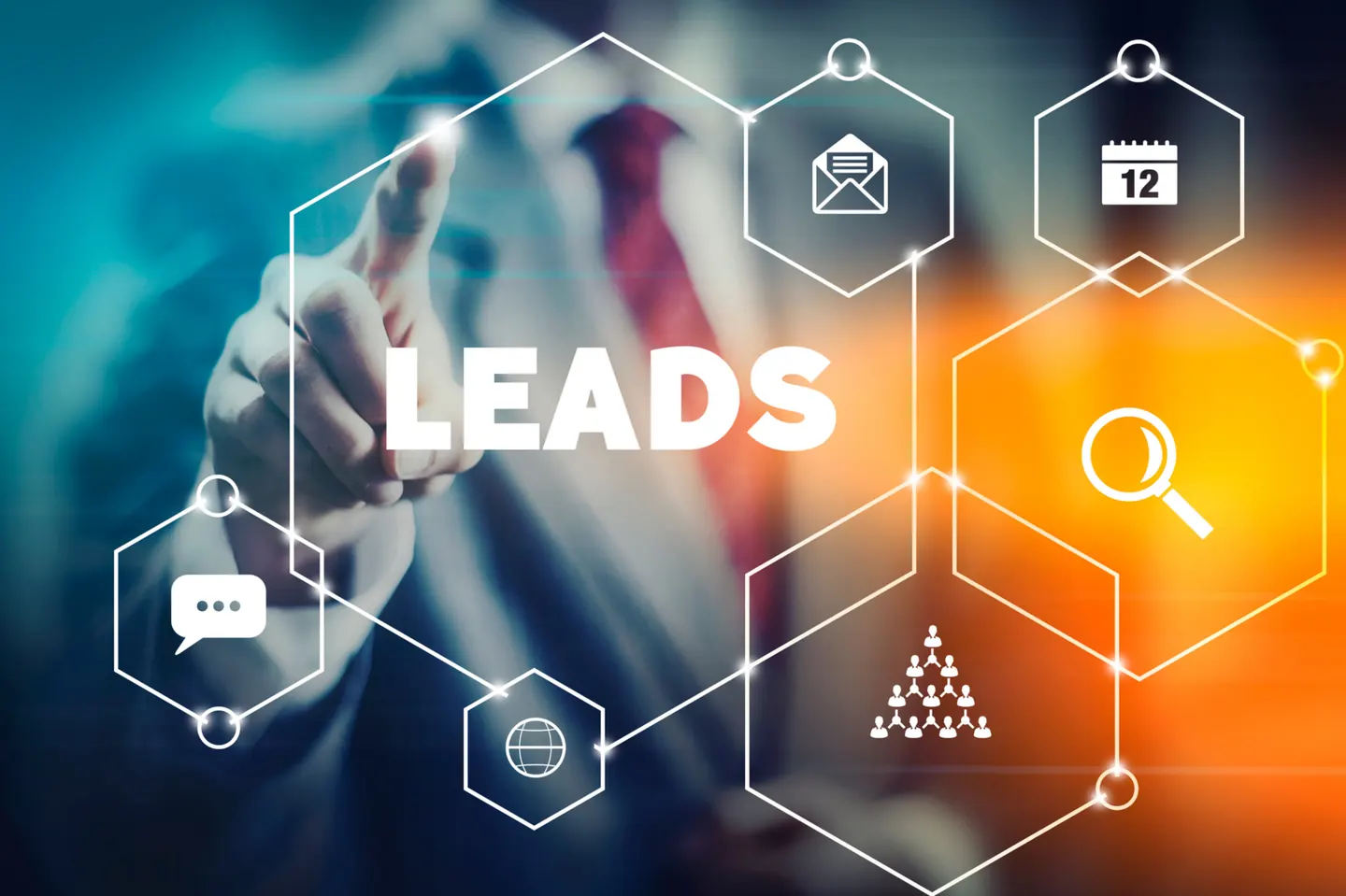 Lead generation concept with connected customer icons